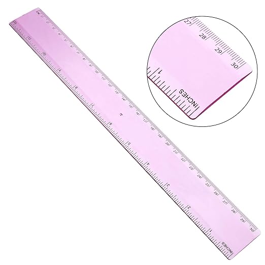 EBOOT 2 Pack Plastic Ruler Straight Ruler Plastic Measuring Tool for Student School Office (Pink, 12 Inch)