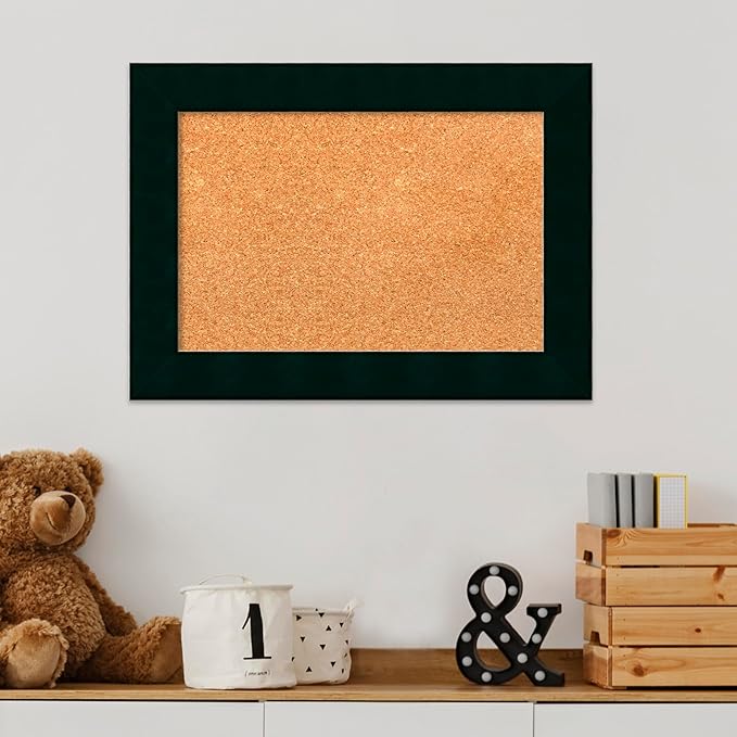 Amanti Art Natural Cork Board for Wall, 16x22 Vision Board with Black Wood Frame, Small Corkboard Office Decor for Home Organization, Modern Corkboard Pinboard to Display Items for Home Organization
