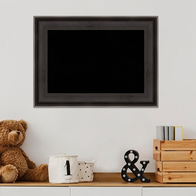Amanti Art Black Cork Board for Wall, 16x22 Vision Board with Black Wood Frame, Small Corkboard Office Decor for Home Organization, Casual Corkboard Pinboard to Display Items for Home Organization in