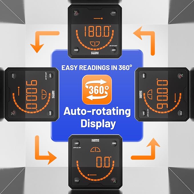 HueparPro Digital Angle Gauge Angle Finder Level with V-Groove Magnetic Base&Backlit LCD Angle Ruler Electronic Table Saw Bevel Gauge Protractor Inclinometer for Construction, Woodworking, Machinery
