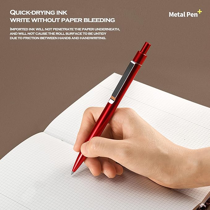 DUNBONG Golden Metal Gel Pen, Gel Ink Ballpoint Pen, Black Ink, 0.5mm Retractable Ink Pen (Golden)