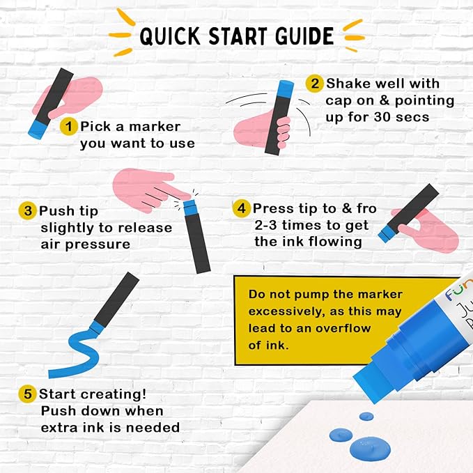 10 Jumbo Acrylic Paint Markers - 15mm Fat Acrylic Paint Pens for Canvas, Rock Painting, Wood, Plastic, Glass - Large Thick Permanent Pens for Signs, Board, Calligraphy, Poster Markers