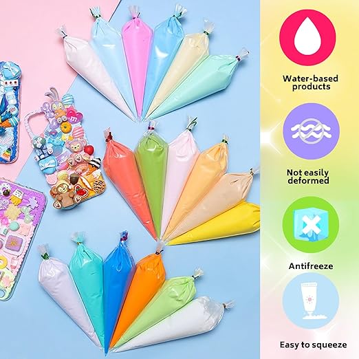 ASTRYAS Cream Glue,10Pcs 100g Decoden Fake Whipped Cream Glue DIY Phone Case Kit with Plastic Piping Tip for DIY Handmade Craft Decoration - Pony Color