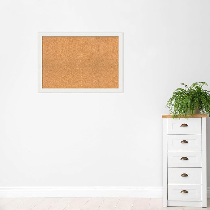 Amanti Art Natural Cork Board for Wall, 29x41 Vision Board with White Frame, Large Corkboard Office Decor for Home Organization, Casual Corkboard Pinboard to Display Items for Home Organization in