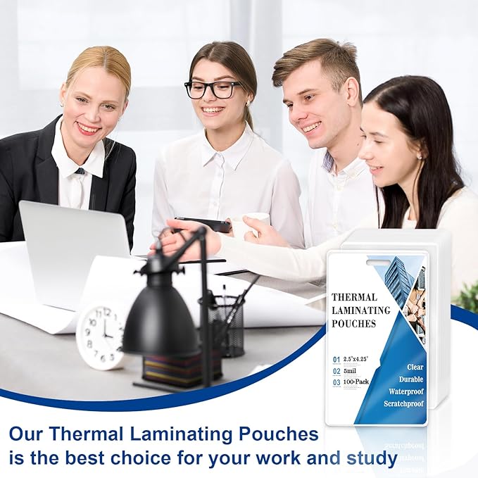 100 Pack 5 Mil Laminating Pouch with Clear Loop 2 1/2" x 4 1/4" Luggage Tag Laminating Pouches with Slot Hole Thermal Laminate Pouch Tags Kit Resealable for Work Permits Pass Cards Student ID Cards