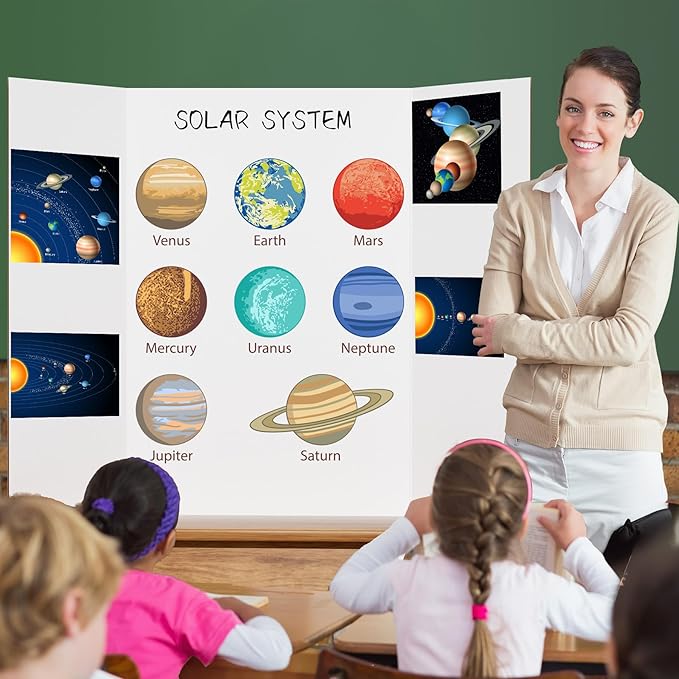 4 Pack 36" x 48" Trifold Poster Board for Presentation, White Corrugated Cardboard Large Tri Fold Poster Board for Science Fair, Office & School Projects, Photo Displays, Exhibitions Event