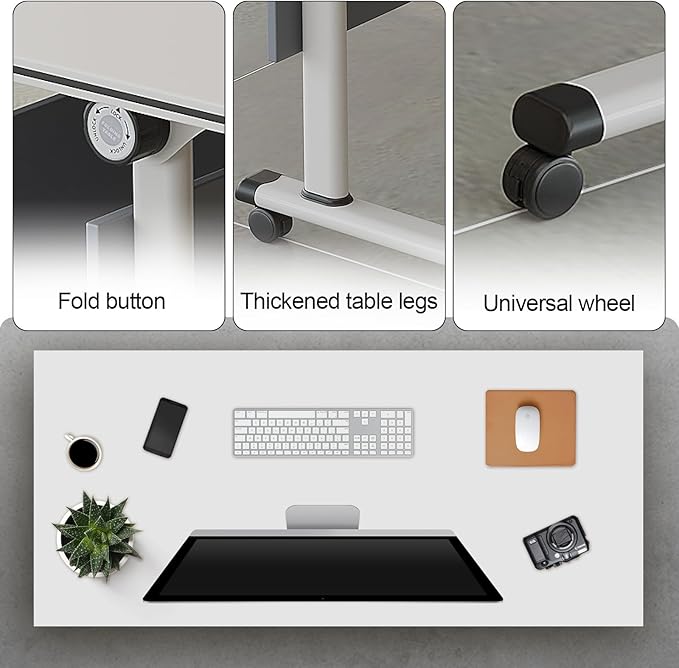 Folding Conference Table, Modern Large Conference Room Tables with Flip-Top Design, Foldable Conference Table Meeting Table with Wheels, Mobile Seminar Training Tables for Office Classroom (2, Gray)