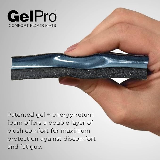 GelPro Elite Premier Gel & Foam Cushioned Anti-Fatigue Kitchen Floor Comfort Mat, Padded Stain-Resistant, Waterproof, Non-Slip Comfort Padded Desk/Office Mat, 20" x 72", Basketweave Black