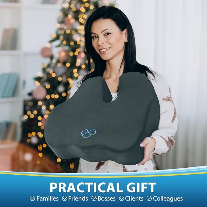 BlissTrends Seat Cushion,5.2in Thick Memory Foam Cushions for Office Chair, Car Seat, Airplane, Relieving Pressure Tailbone Sciatica Back Pain for Long Sitting Office Workers, Car Drivers DarkGreen