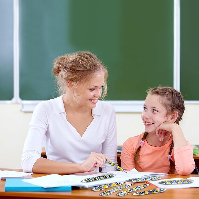 Capri Lemon Pens Set – Mediterranean-Inspired Ballpoint Pens for Girls, Students, and Stationery Lovers – Smooth Writing Pens for School, Journaling, or Gifts – Bright and Elegant Design, 8 Pack