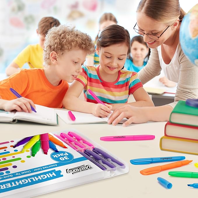 Duchong 30 Count Highlighters Assorted Colors, No Bleed Highlighter Markers for Teacher Students, Classroom Must Have, School Supplies for Adult Kids