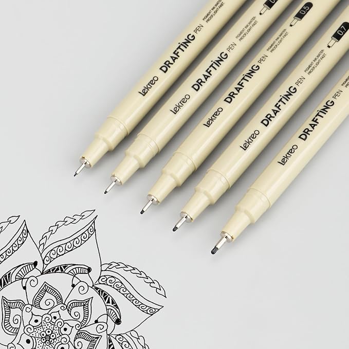 5-Piece Fineliner Pen, Assorted Point Sizes 0.1 to 1mm Ultra Fine Tips Pens, for Art, Writing & Bullet Journaling - Assorted 5 Point Sizes (5 Point Sizes)