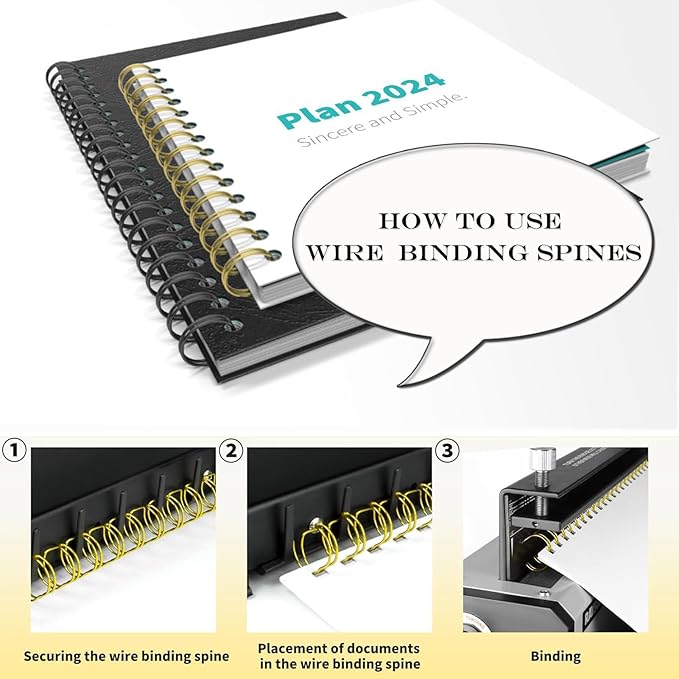 100 Pack Double Loop Wire Binding Spines, YolieraArt Wire Binding Spines, 7/16 Inch Binding Wire for Letter Size (80 Sheet Capacity, 100P, 3:1 Pitch, Black)