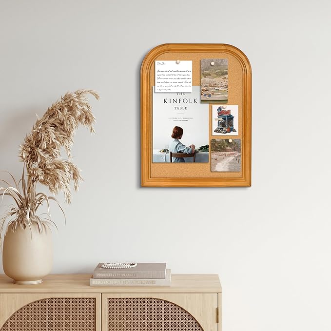 Cork Board for Walls, 17X13 inches Bulletin Board with Frame, Decorative Hanging Pin Board Vision Board Message Board for Office School Home Decor(2R&2S,4333,1p)