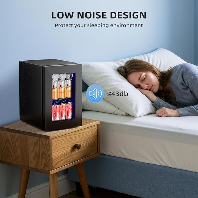 Antarctic Star 18L Beverage Refrigerator Cooler 24Can, Mini Fridge with Quiet Compressor, LED Light,Freestanding Small Fridge with Electronic Temperature Control for Home and Bar(40-61 ℉)