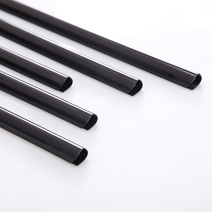 BNC Slide and Grip Binding Bars, 1/4 Inches, Black Color, Letter Size Pack of 100, 30 to 40 Sheet Capacity, Round Corner (1/4 Inches, Black)