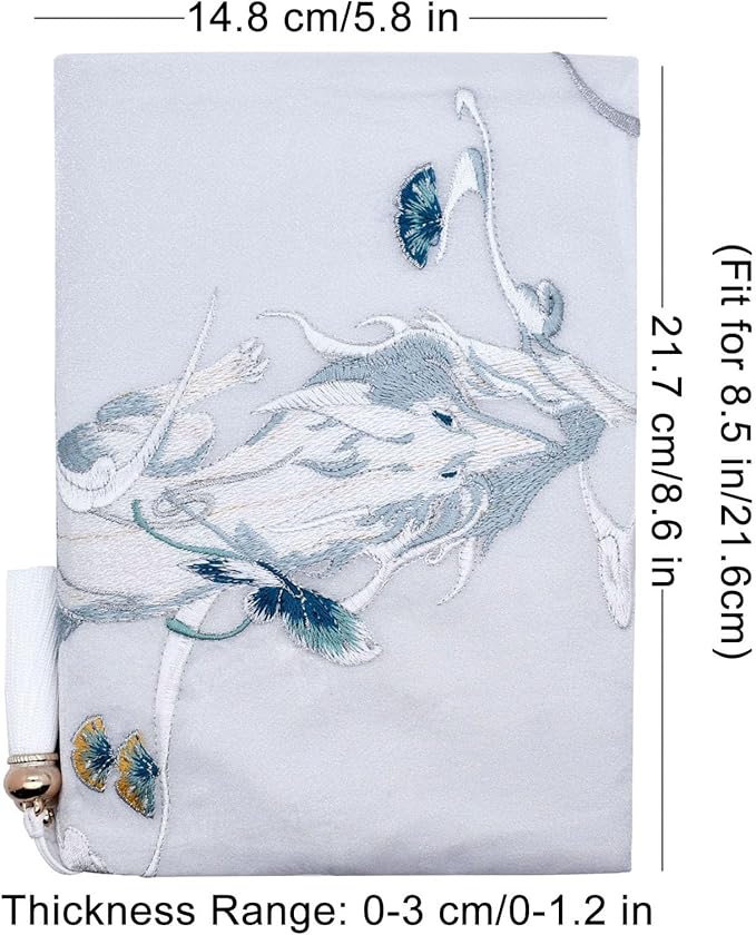 BLBMH Book Covers for Paperbacks Book Cover for Privacy Fit for 5.5x8.5 inch Adjustable Book Sleeve Cover for Diary Books Fabric Softcover Protector for Notebook - Kitsune 8.5in