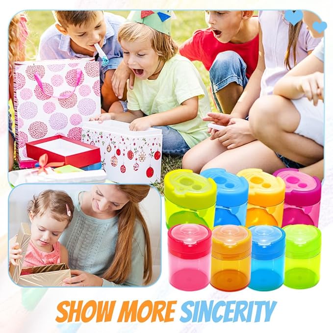 4 Pcs Pencil Sharpeners with Lid, 2025 New Small Dual Hole Manual Pencil Sharpener, Colored Handheld Pencils Sharpener for Classroom Home Office Back to School Supplies (Round)