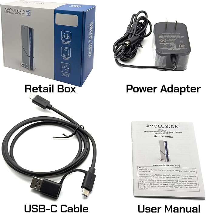 Avolusion PRO-H1 6TB 7200RPM USB 3.2 Gen2 (10Gbps) External Hard Drive (for Windows or MacOS Desktop PC/Laptop) (Renewed)