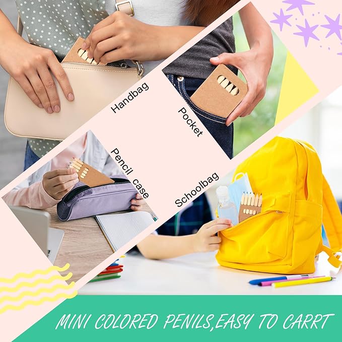 Faccito 200 Packs Mini Drawing Colored Pencils for Kids 3.5 Inch Portable Short Fat 6 Different color Pre Sharpened Pencils in Bulk for Children Painting Classroom School Supplies