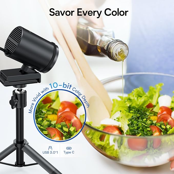 EMEET SmartCam S800-4K Webcam with Tripod for Streaming, Sony 1/2'' Sensor, Supports HDR, PDAF&TOF Dual-autofocus, 1080P@60FPS, Adjustable Heights with 360° Swivel Head, Perfect for Live Streaming