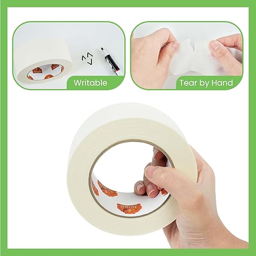 Eco-Friendly Kraft Paper Tape 2Inch x 55Yard, White Paper Packing Tape, Biodegradable Recyclable Packaging Tape Self Adhesive Box Tape for Shipping, Sealing, Moving, 6Rolls