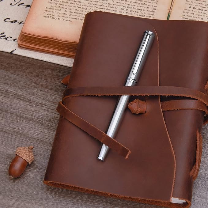 BEILUNER Luxury Silver Grey Rollerball Pen with Chrome Trim, Schmidt Ink Refill, Gift Case, Best for Men's Executive Office, Unisex