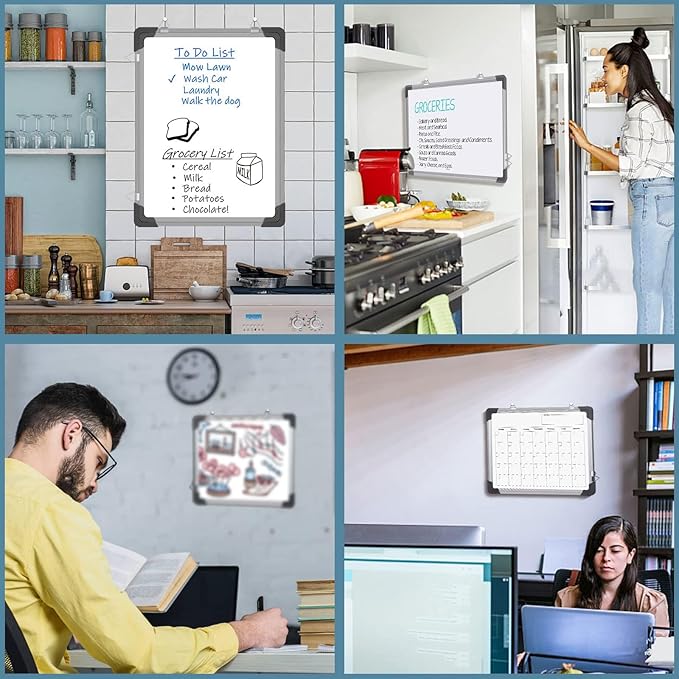 2 Pcs Dry Erase Calendar Whiteboard for Wall, Polegas 16" X 12" Magnetic White Board Board, Small Wall Monthly Double Sided Boards Student, Home, Office (White)