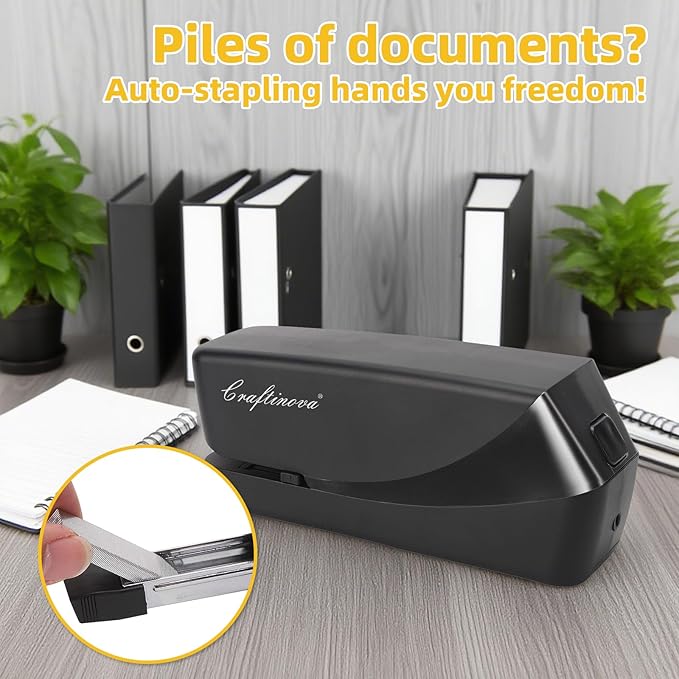 Electric Stapler,Automatic,Inclued 2000 Staples and 1 Staple Remover, Heavy Duty Can Store 210 Staples,AC or Battery Powered Stapler Heavy Duty, 25 Sheet Capacity.