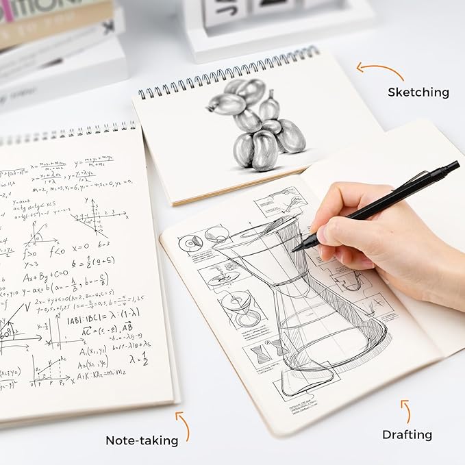 Four Candies 2PCS Metal Mechanical Pencils Set with Case, 0.5mm & 0.7 mm Artist Pencil with 6 Tubes (360PCS) HB Lead Refills, 3 Erasers,9 Eraser Refills For Writing Drafting, Drawing, Black