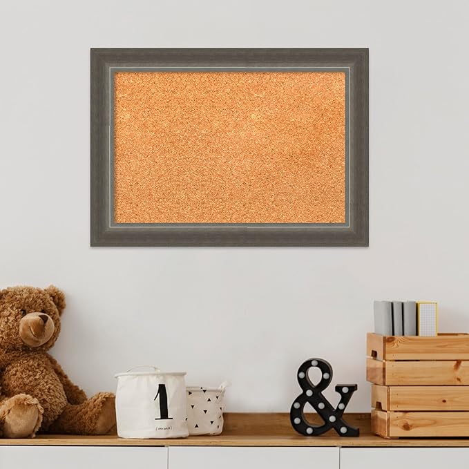 Amanti Art Natural Cork Board for Wall, 15x21 Vision Board with Silver Wood Frame, Small Corkboard Office Decor for Home Organization, Casual Corkboard Pinboard to Display Items for Home Organization
