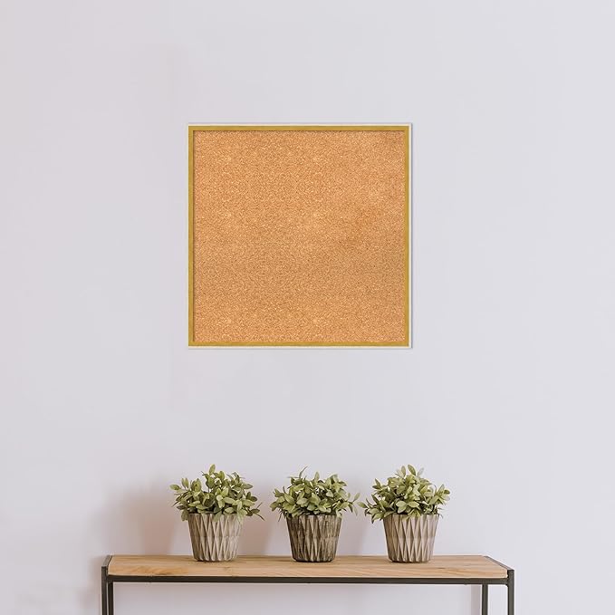 Amanti Art Natural Cork Board for Wall, 25x25 Vision Board with White Frame, Medium Corkboard Office Decor for Home Organization, Modern Corkboard Pinboard to Display Items for Home Organization in