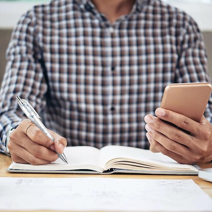 30PCS Blue and White Porcelain Pen 0.5mm Black Ink Fancy Pens Smooth Writing Retractable Ballpoint Pens for Journaling Aesthetic Office Supplies (BlueandWhitePorcelain, 30)