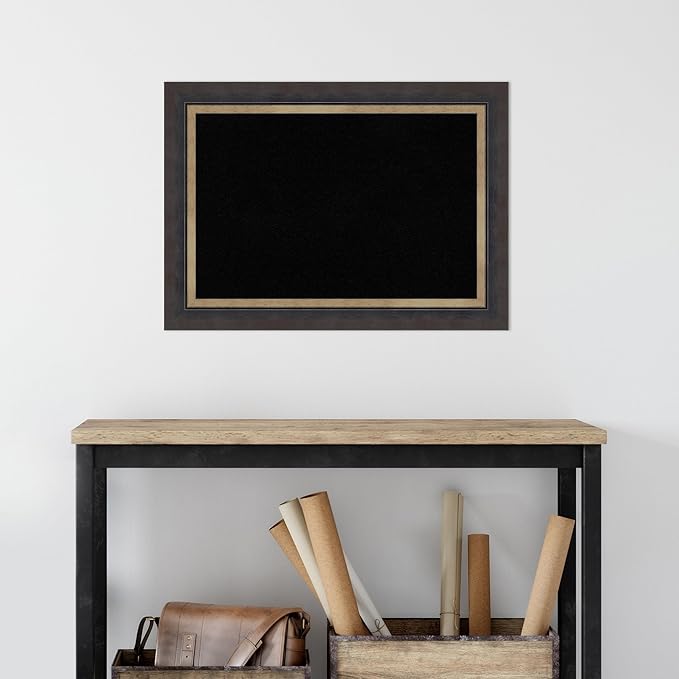 Amanti Art Black Cork Board for Wall, 21x29 Vision Board with Black Wood Frame, Medium Corkboard Office Decor for Home Organization, Casual Corkboard Pinboard to Display Items for Home Organization