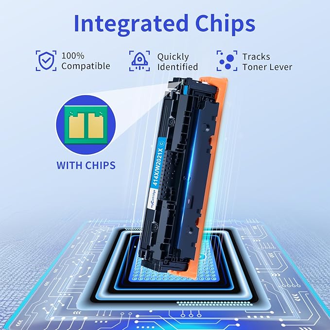 414X Toner Cartridges 4 Pack High Yield (with Chip) Compatible Replacement for HP 414X 414A for Color Laserjet Pro MFP M479fdw M479fdn M479dw Pro M454dw M454dn M479 M454 Printer Ink W2020X W2020A