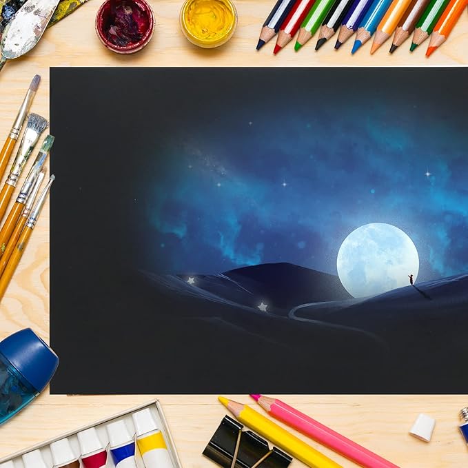 24 Sheets Black Cardstock 8.5 x 11 Black Paper, Goefun 80lb Card Stock Printer Paper for Halloween, Invitations, Scrapbooking, Crafts, DIY Cards