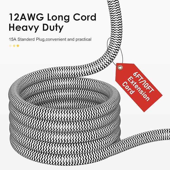 20Amp Power Strip Surge Protector, Durable Metal 8-Outlets with Heavy Duty 20 amp 10Ft 12 Gauge Extension Cord for Garage Workshop & Industrial Use, 1200J