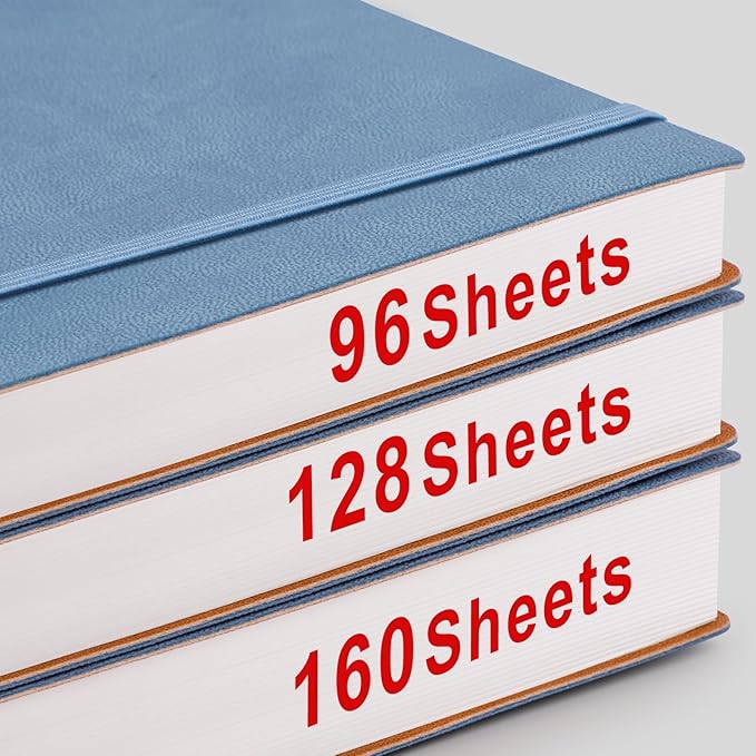 AHGXG Bullet Dotted Journal - 320 Pages Dot Grid Notebook B5 Large Journal, 100gsm Thick Dotted Paper, Leather Softcover, with Journal Stencils, Inner Pocket, 7.6'' X 10'' - GrayBlue