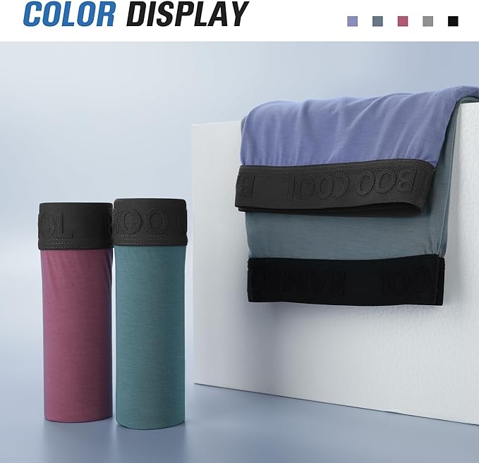 BAMBOO COOL Men's Ultra Breathable Underwear,No Riding Up Boxer Briefs with ComfortFlexible Waistband,Multipack