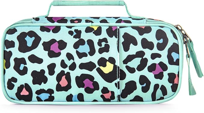 Choco Mocha Cheetah Pencil Case for Girls, Soft Pencil Case Kids Pencils Pouch for Kindergarten Girls, Green