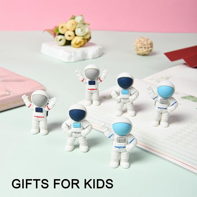 18Pcs Cute Outer Space Themed Erasers for Kids Bulk, Kawaii Fun Spaceman Desk Pet Pencil Erasers for School Classroom Supplies Prize Gifts Party Favors