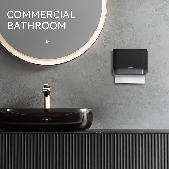 Commercial Paper Towel Dispenser Wall Mount Adhesive Multifold Trifold cFold Folded Paper Hand Towel Dispenser for Bathroom 10.7" L x 3.7" W x 8" H