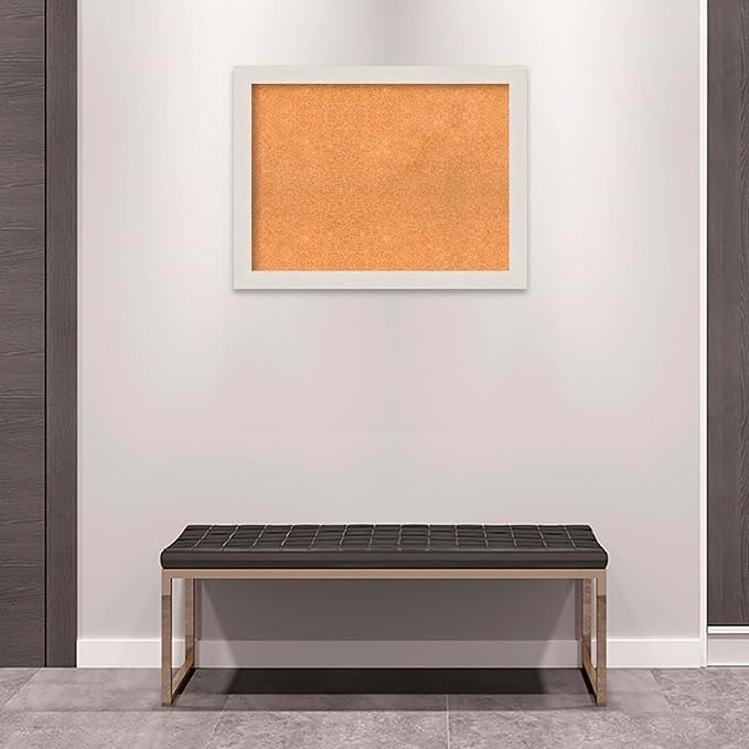 Amanti Art Natural Cork Board for Wall, 25x33 Vision Board with White Frame, Large Corkboard Office Decor for Home Organization, Country Rustic Corkboard Pinboard to Display Items for Home