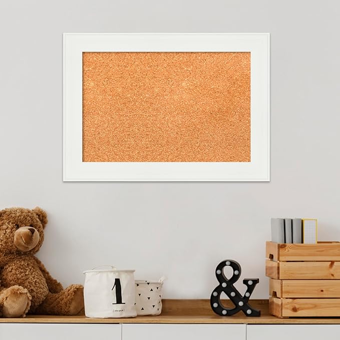 Amanti Art Natural Cork Board for Wall, 15x21 Vision Board with White Frame, Small Corkboard Office Decor for Home Organization, Casual Corkboard Pinboard to Display Items for Home Organization in