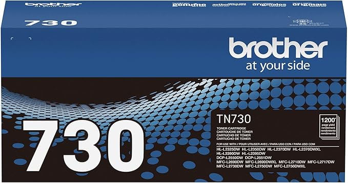 Brother Genuine Standard Yield Toner Cartridge, TN730, Replacement Black Toner, Page Yield Up To 1,200 Pages, Amazon Dash Replenishment Cartridge,1 Pack