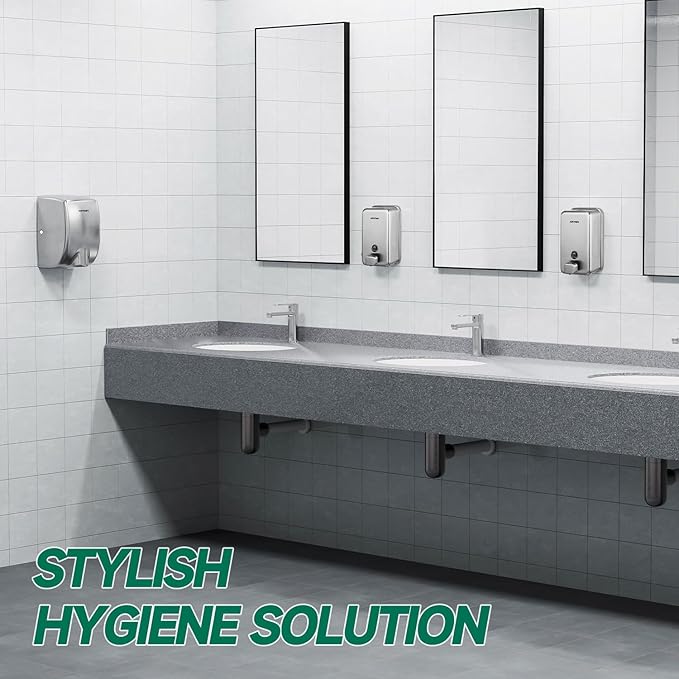 Commercial Wall Mounted Soap Dispenser 37oz 1100ml Large Capacity Brushed Stainless Steel Manual Dispenser for High Traffic Restrooms