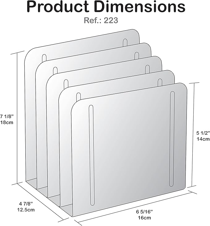 Acrimet 4 Section Vertical Metal File Sorter, Desktop File Organizer, Compact and Efficient Solution for Papers & Folders - Black Color