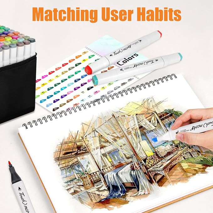 120 Colors Alcohol Markers with Free App, Chisel Tip and Fine Tip, Dual Tip Alcohol-Based Marker set for Artist Adults, Art Markers for Painting, Coloring, Sketching and Drawing,Great Gift Idea
