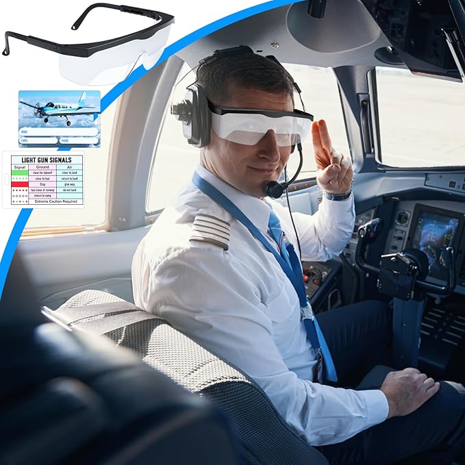 Aviation Flight Training Glasses Adjustable View Limiting Goggles Device with Glasses Box and Tag(Clear)