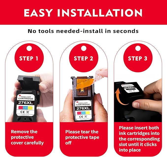 276XL Color & 275XL Black Ink Cartridge Combo Pack (2-Pack) - Replacement for Canon tr4700 Printer Ink Cartridges Compatible for Canon tr4700 tr4720 tr4722 ts3522 ts3500 ts3722 ts3720 ts3520 Ink